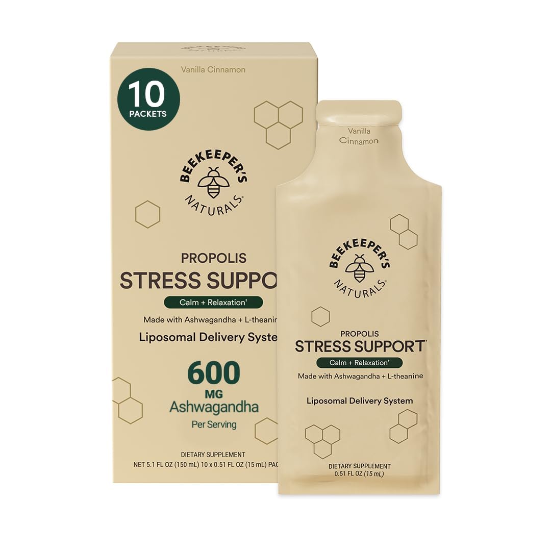 Beekeeper's Naturals Ashwagandha liposomal frasco de dosis para estres