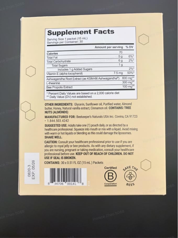 Beekeeper's Naturals Combinación de ashwagandha y propóleo natural