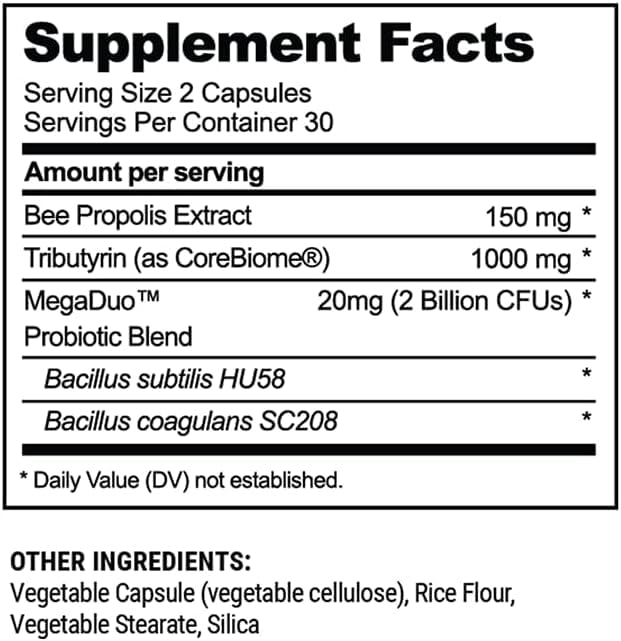 Beekeeper's Naturals Complete Gut Health caja con fórmula limpia.