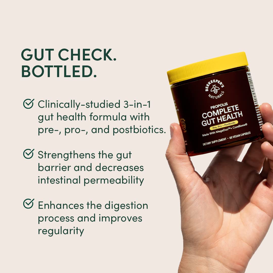 Beekeeper's Naturals CoreBiome postbiotico regula inflamacion intestinal