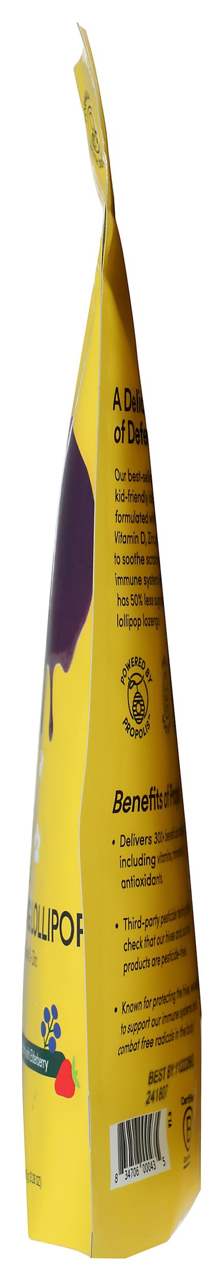 Beekeeper's Naturals piruletas de baya mixta con saúco, sabor frutal