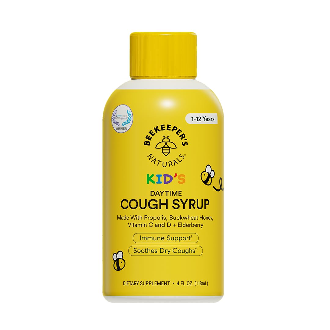 Beekeeper's Naturals Propolis Miel, frasco para niños, posible alivio suave de la tos.