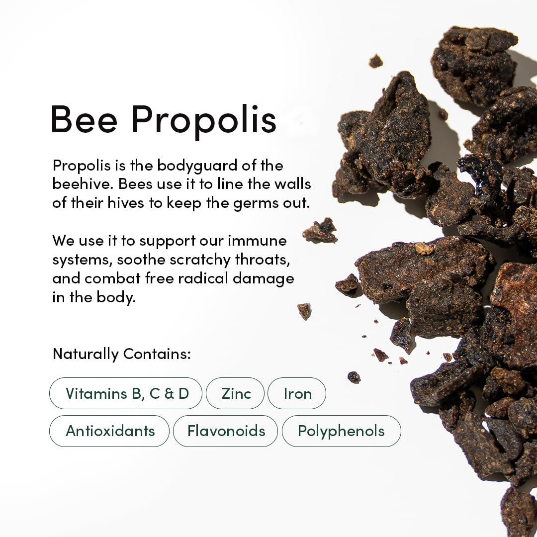 Beekeeper's Naturals Propolis Throat Spray, lista de ingredientes clara para decisiones informadas.