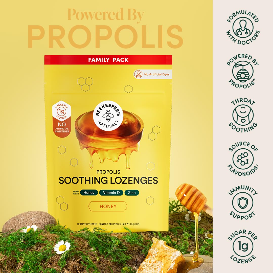 Propóleos y vitaminas D y zinc en la fórmula para apoyo diario.