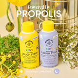 Etiqueta Beekeeper's Naturals en jarabe para tos infantiles, presentación clara.