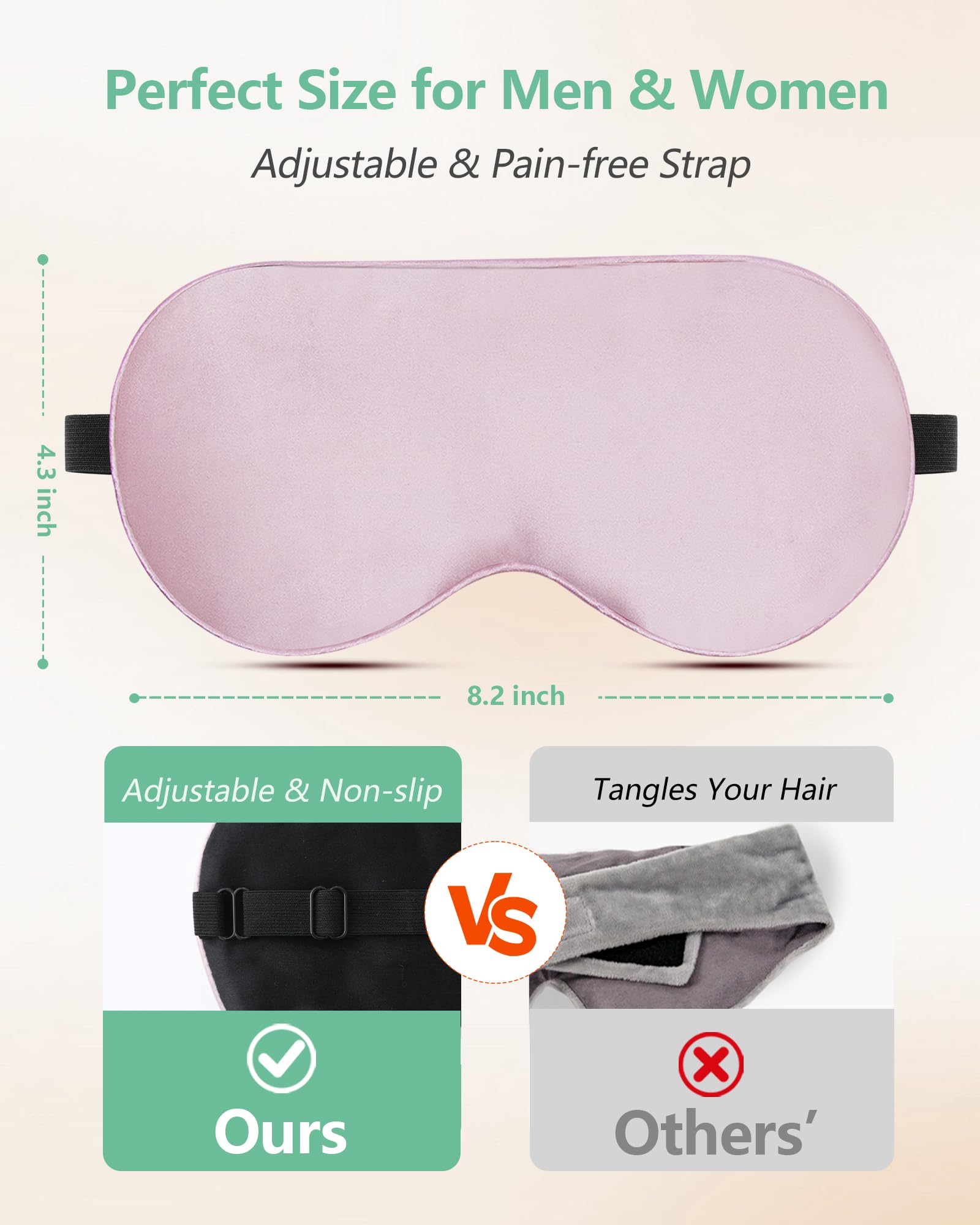 BeeVines mascarilla ojos seda diseño ergonómico sin presión