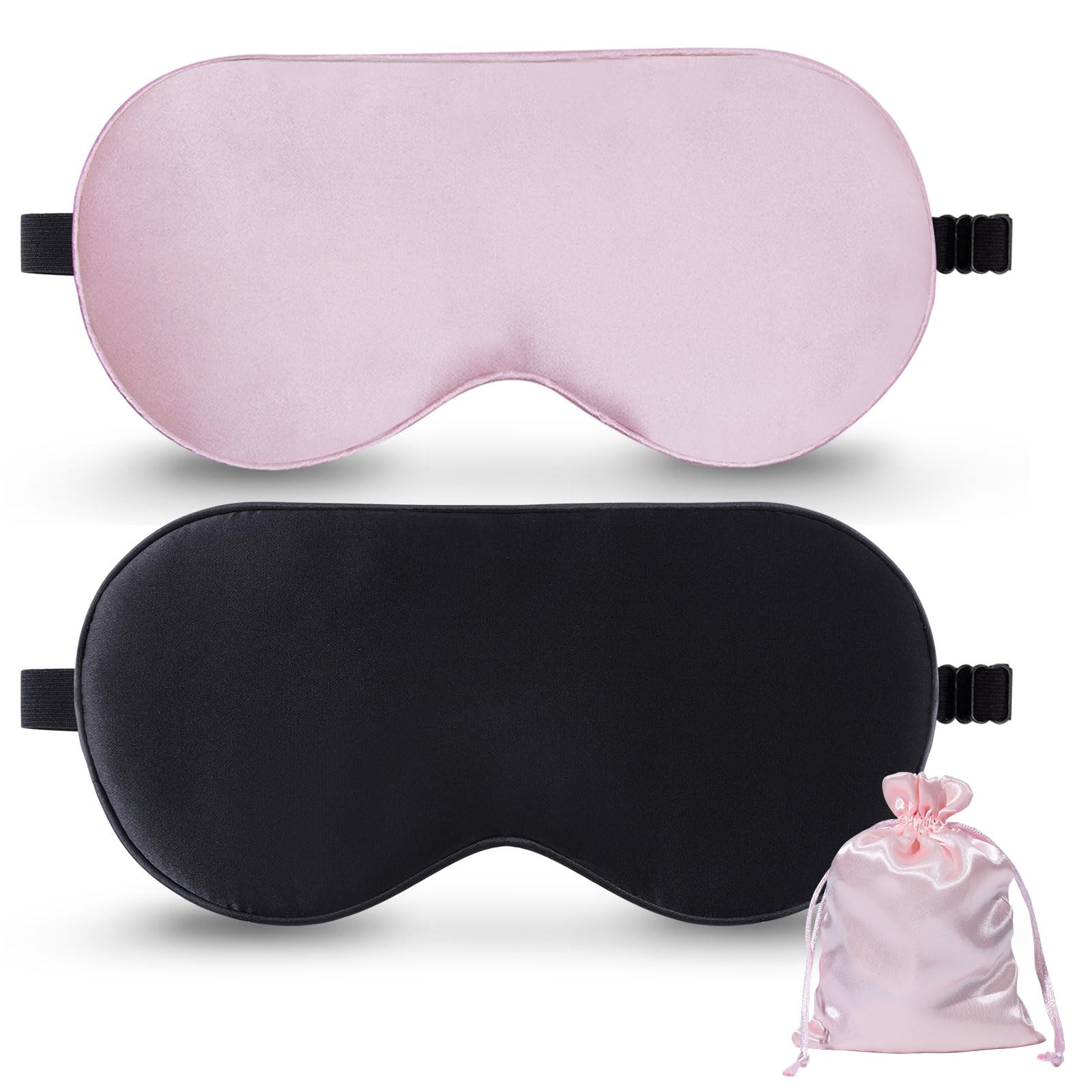 BeeVines mascarilla de sueño, doble pack, seda mulberry para descanso suave.