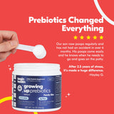 Begin Health Growing Up Prebiotics etiqueta nutricional clara para familias