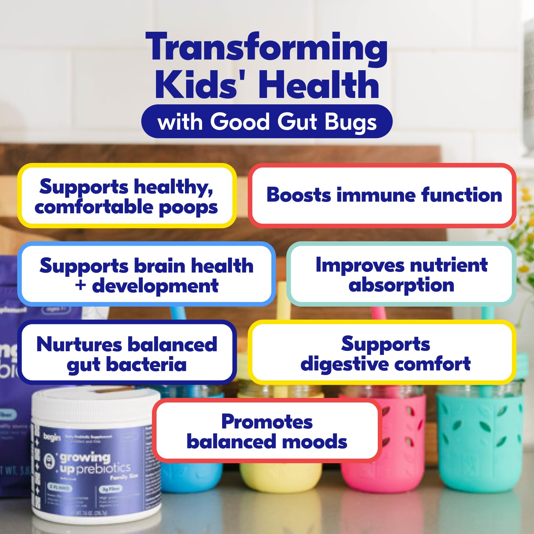 Begin Health Growing Up Prebiotics ingredientes clave para digestión suave