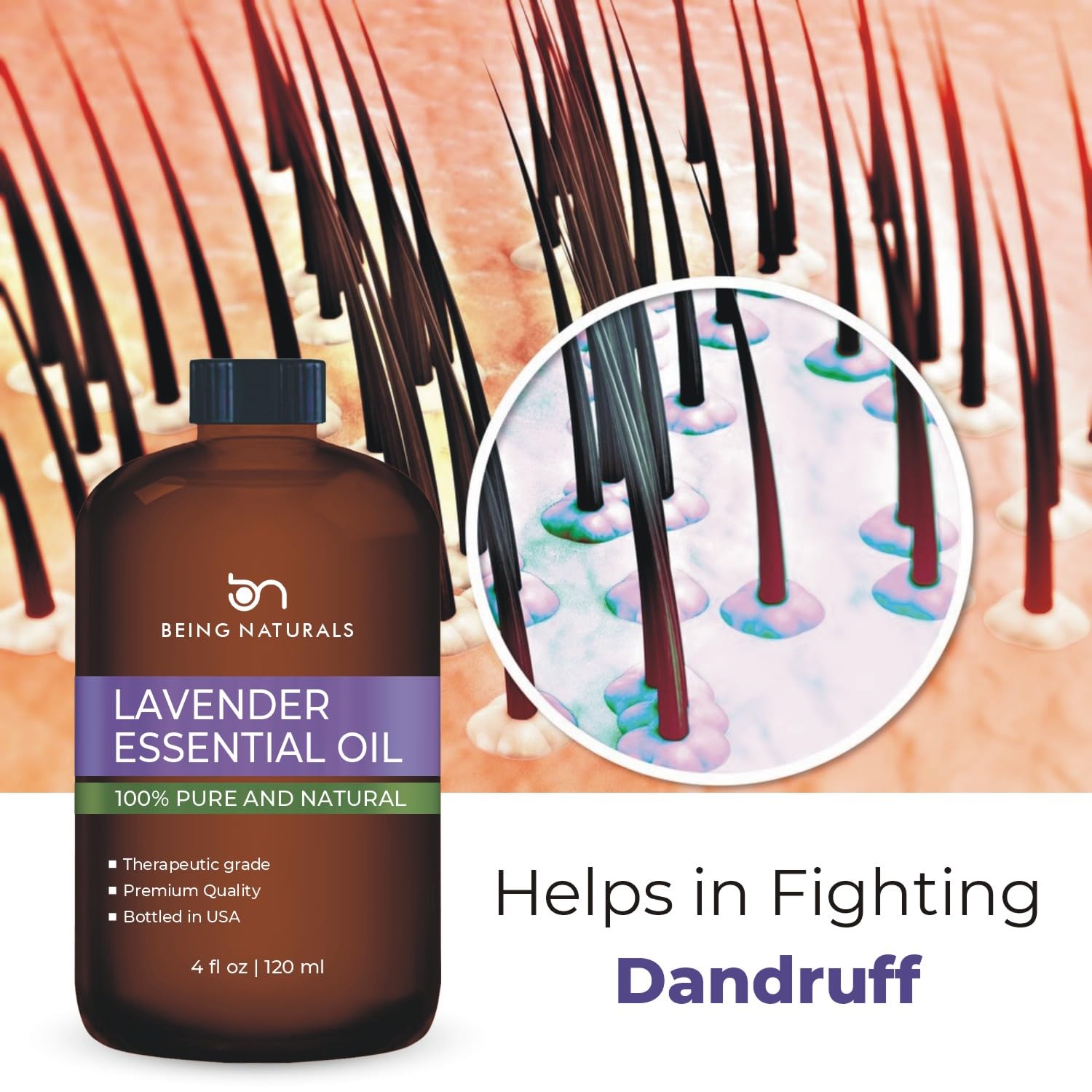 Being Naturals Lavanda con cuentagotas de vidrio para dosificar fácilmente.