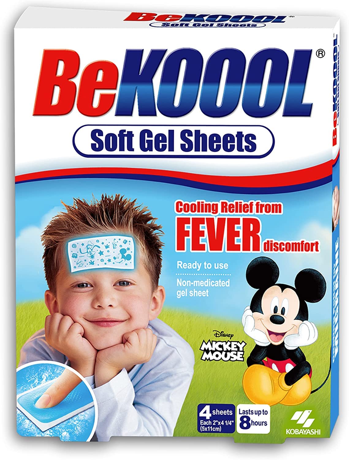 BeKoool Kids pack de hojas gel suaves para alivio inmediato.