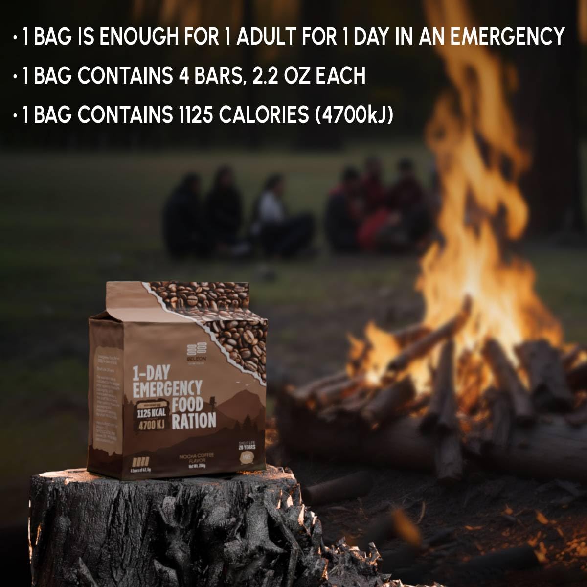Beleon Coffee Mocha Ración, 7 bloques para energía durante rutas largas.