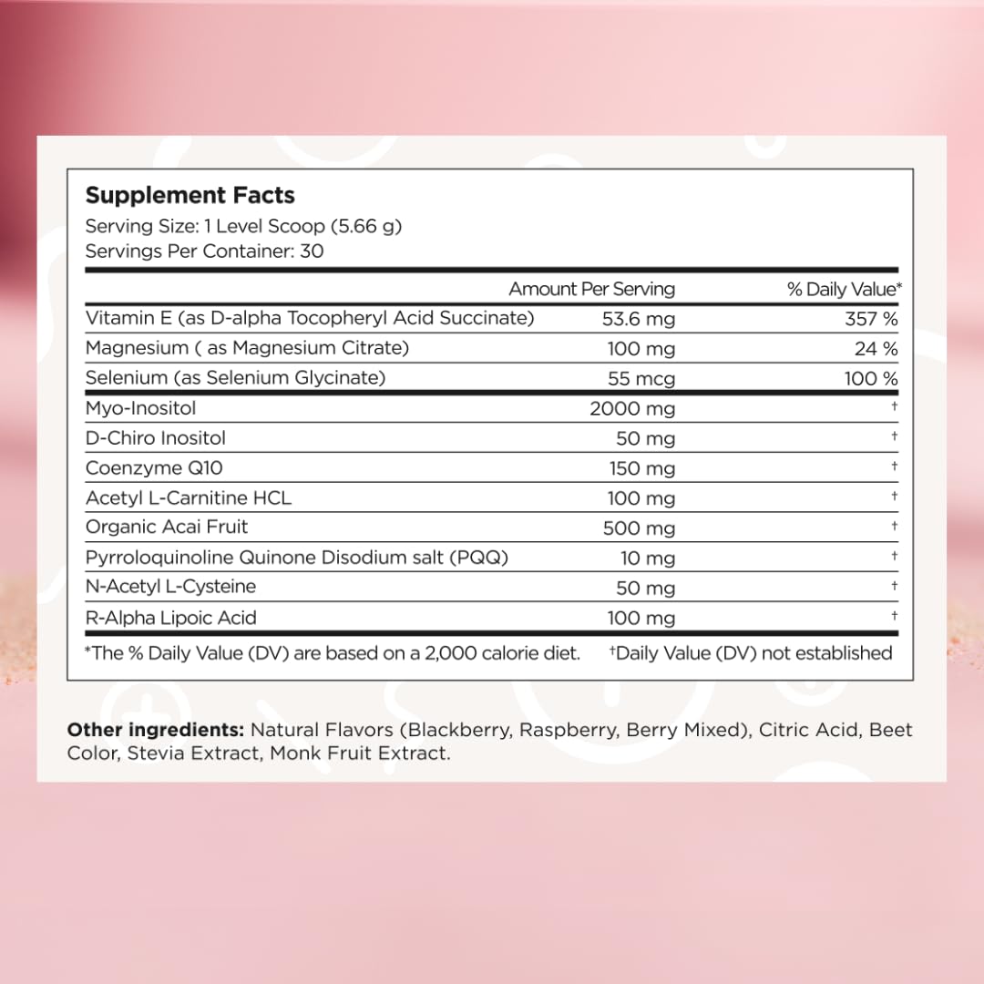 Beli ingredientes clave: myo-inositol y coq10 para nutrición de apoyo.
