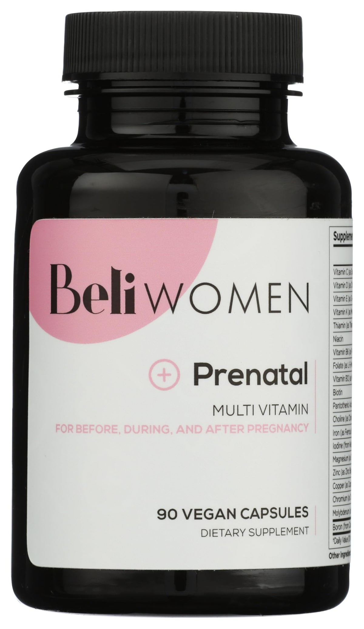 Beli Prenatal en frasco, cápsulas para apoyo diario durante el embarazo.