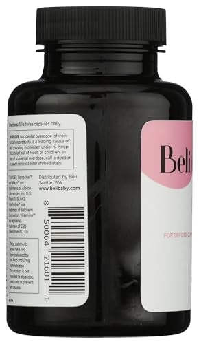 Cápsulas veganas de Beli Prenatal, libres de gluten y alérgenos.