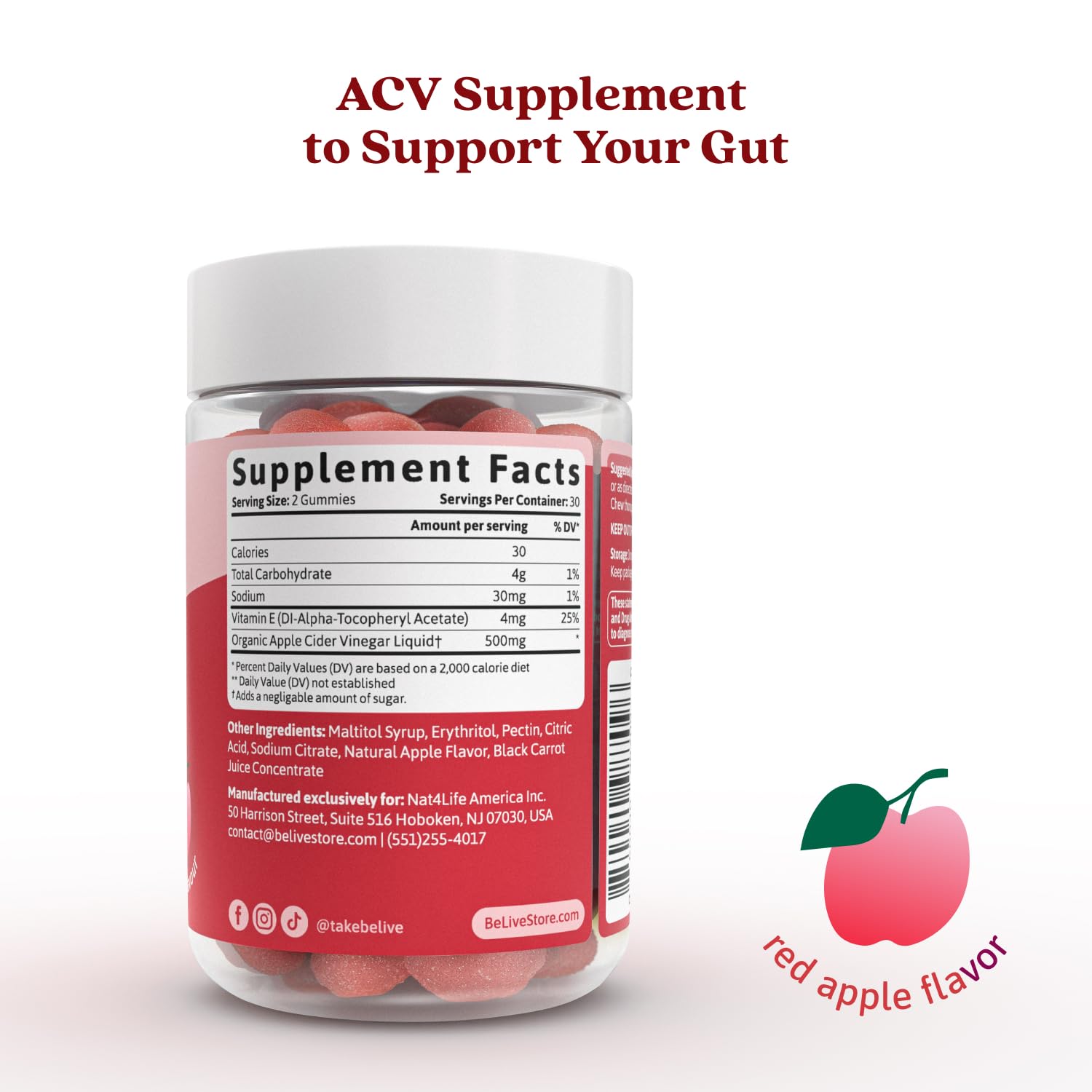 BeLive ACV Gummies sabor manzana, una alternativa sabrosa para la digestión diaria.