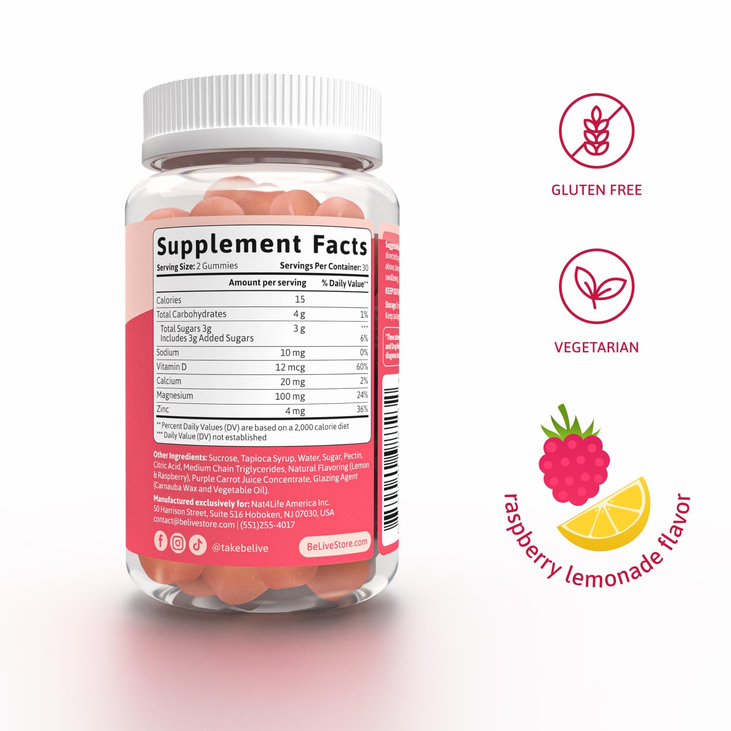 BeLive gominolas con calcio y zinc para apoyo de huesos y sistema cardiovascular