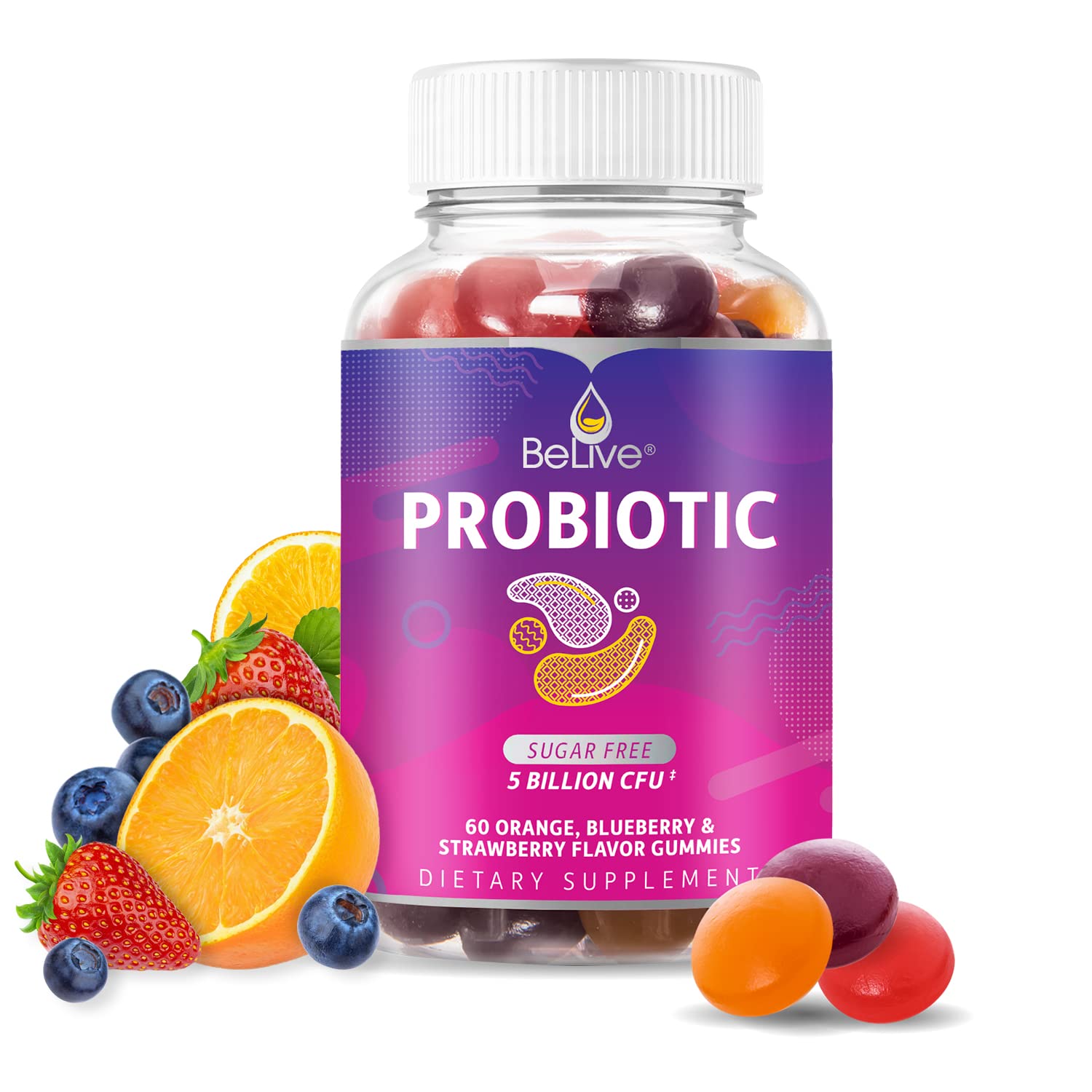 BeLive Probiotic Gomitas: embalaje visible para iniciar la rutina diaria.