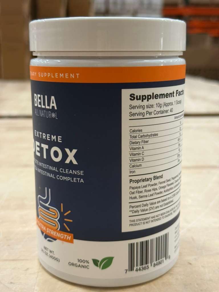 Bella All Natural Detox Mango, ingredientes naturales para una bebida refrescante.
