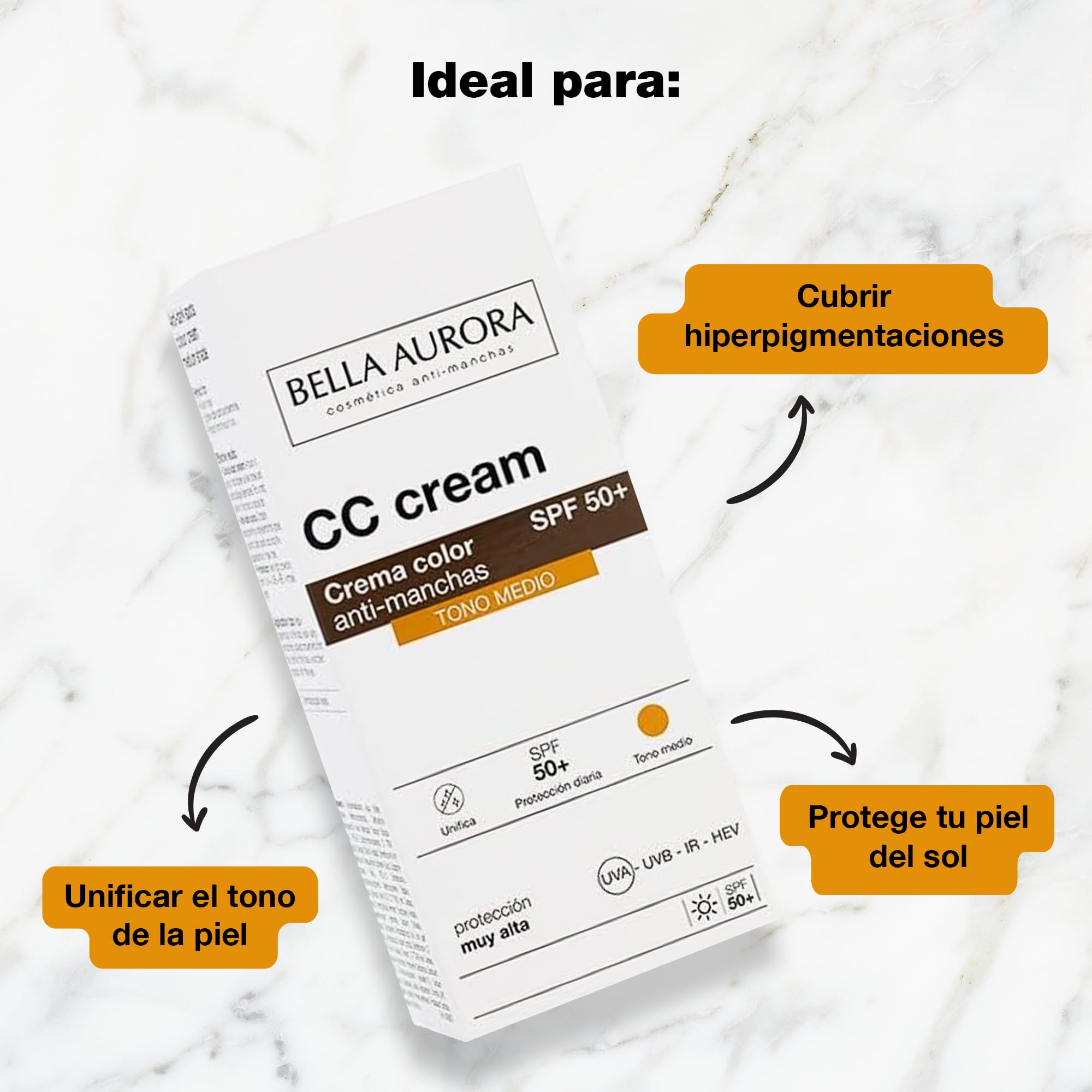 Bella Aurora CC Cream acabado mate suave con efecto natural bronceado