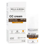Bella Aurora CC Cream tono mediano en envase de 30 ml, protección diaria SPF50+