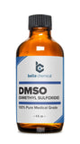 Belle Chemical DMSO, botella 4 oz, vista frontal, ideal como solvente versátil.