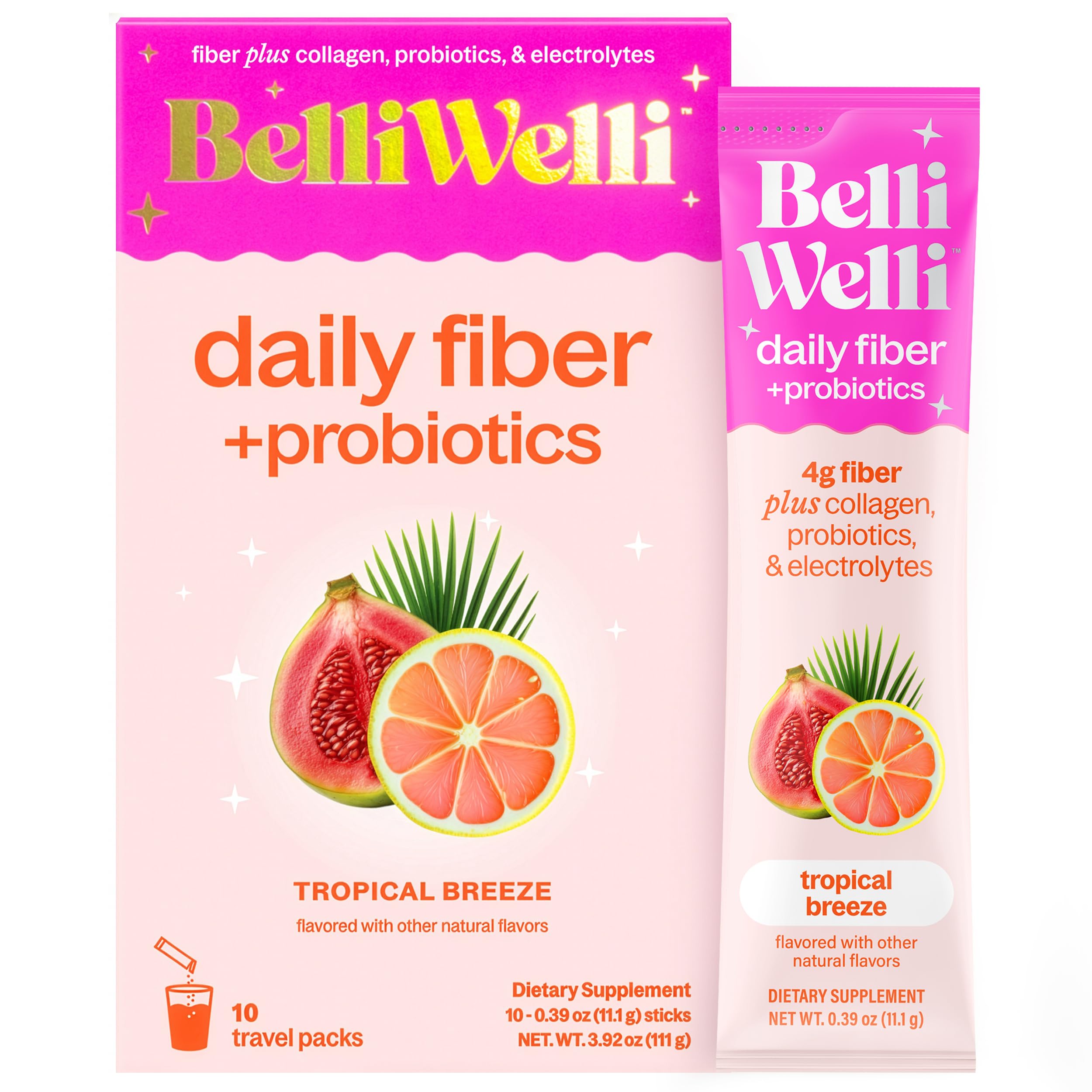 Belli Welli, bolsita sabor Brisa Tropical, ideal para regularidad y comodidad digestiva diaria