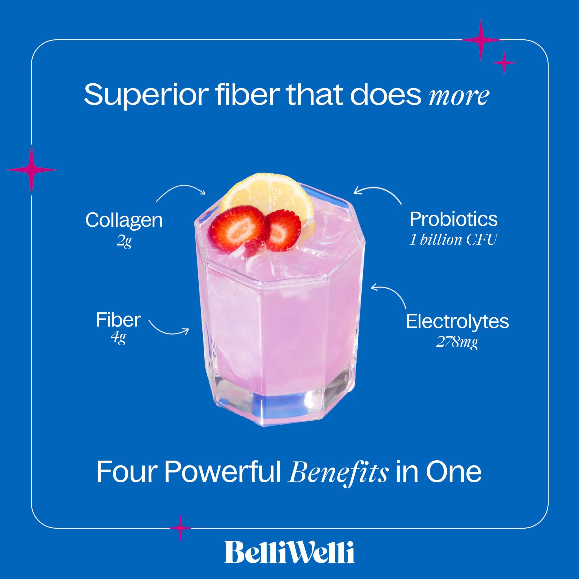 BelliWelli con colágeno, electrolitos y probióticos para uso diario