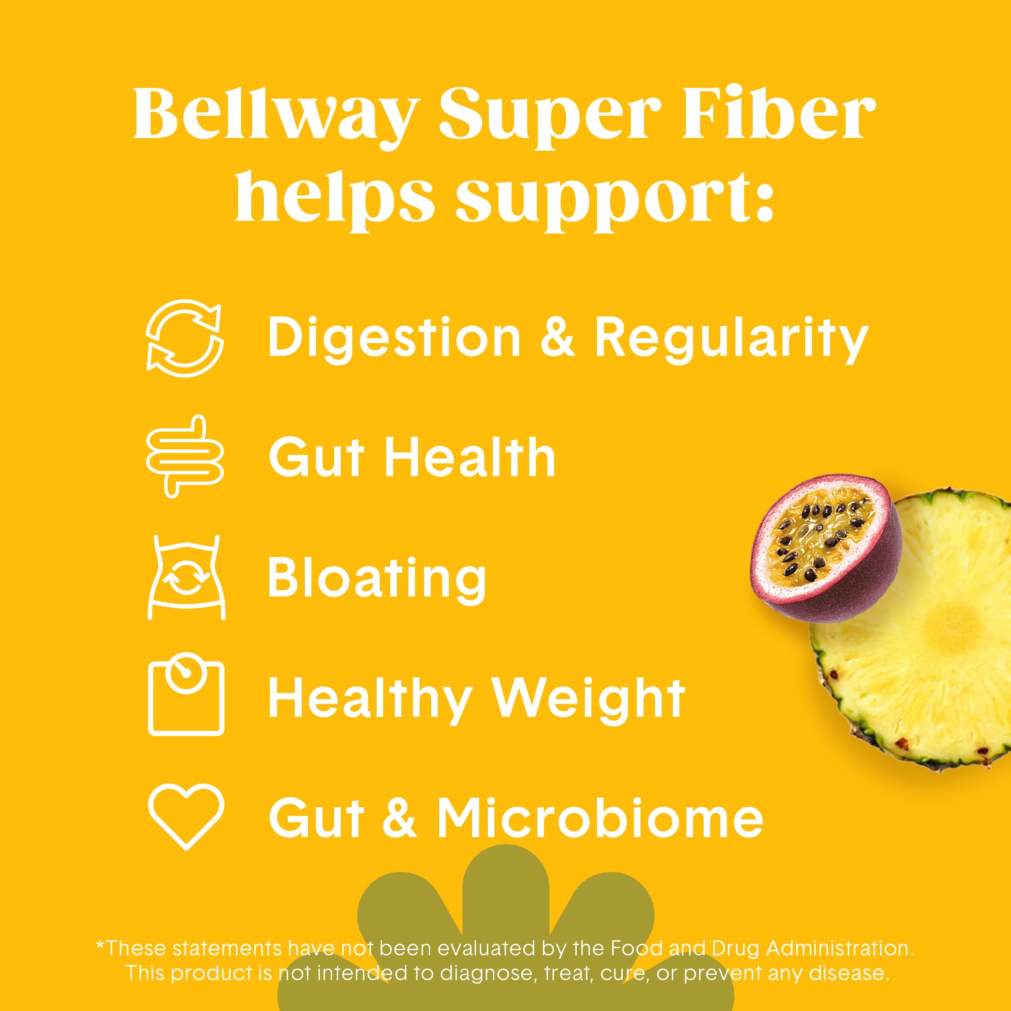Bellway fibra-fruta pina-pasion en etiqueta con información de beneficios