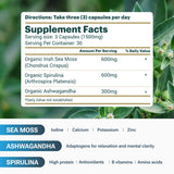 Belmonia etiqueta de ingredientes Sea Moss Spirulina para conocer nutrientes