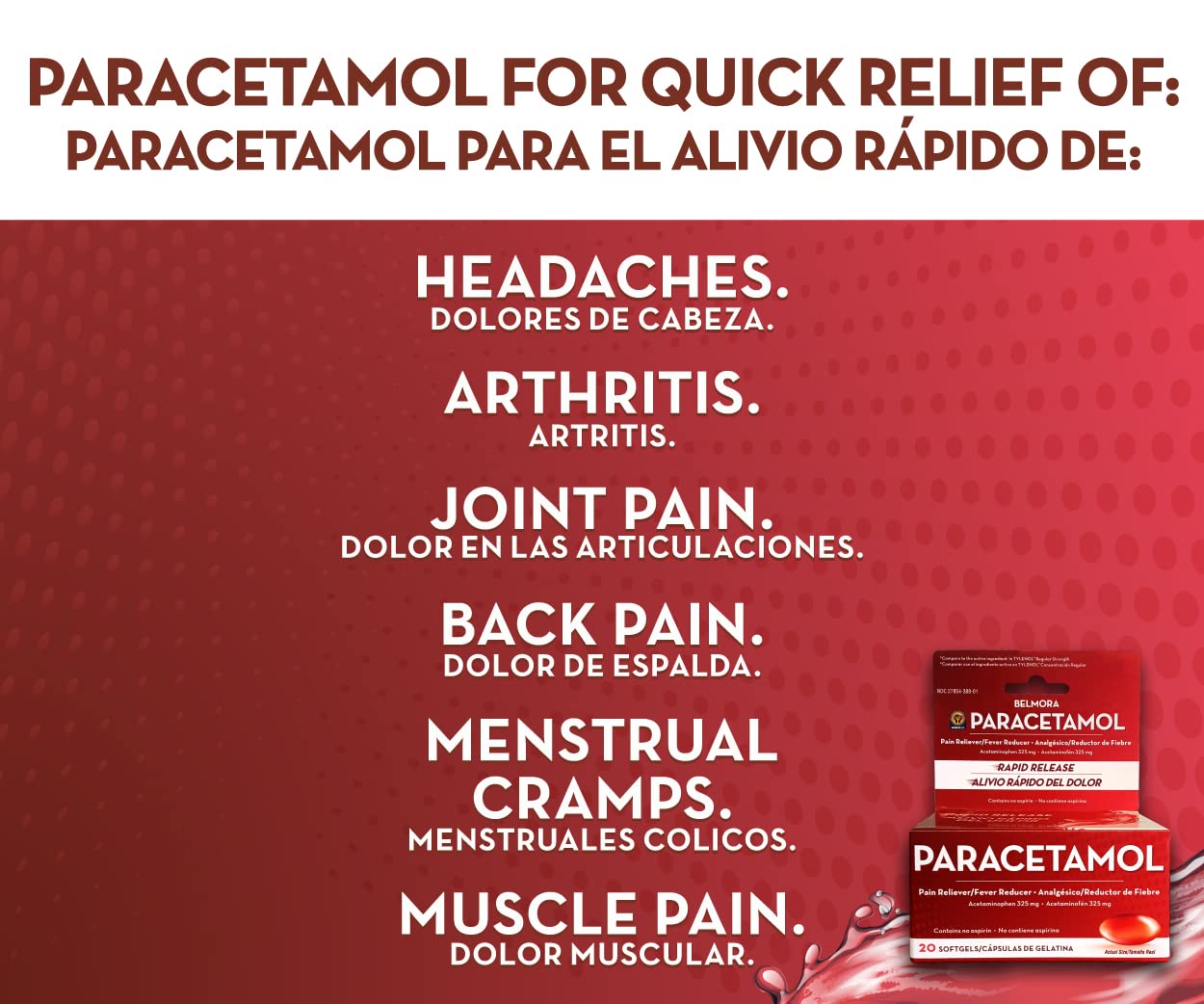 Dosis de Belmora Paracetamol en una cápsula individual