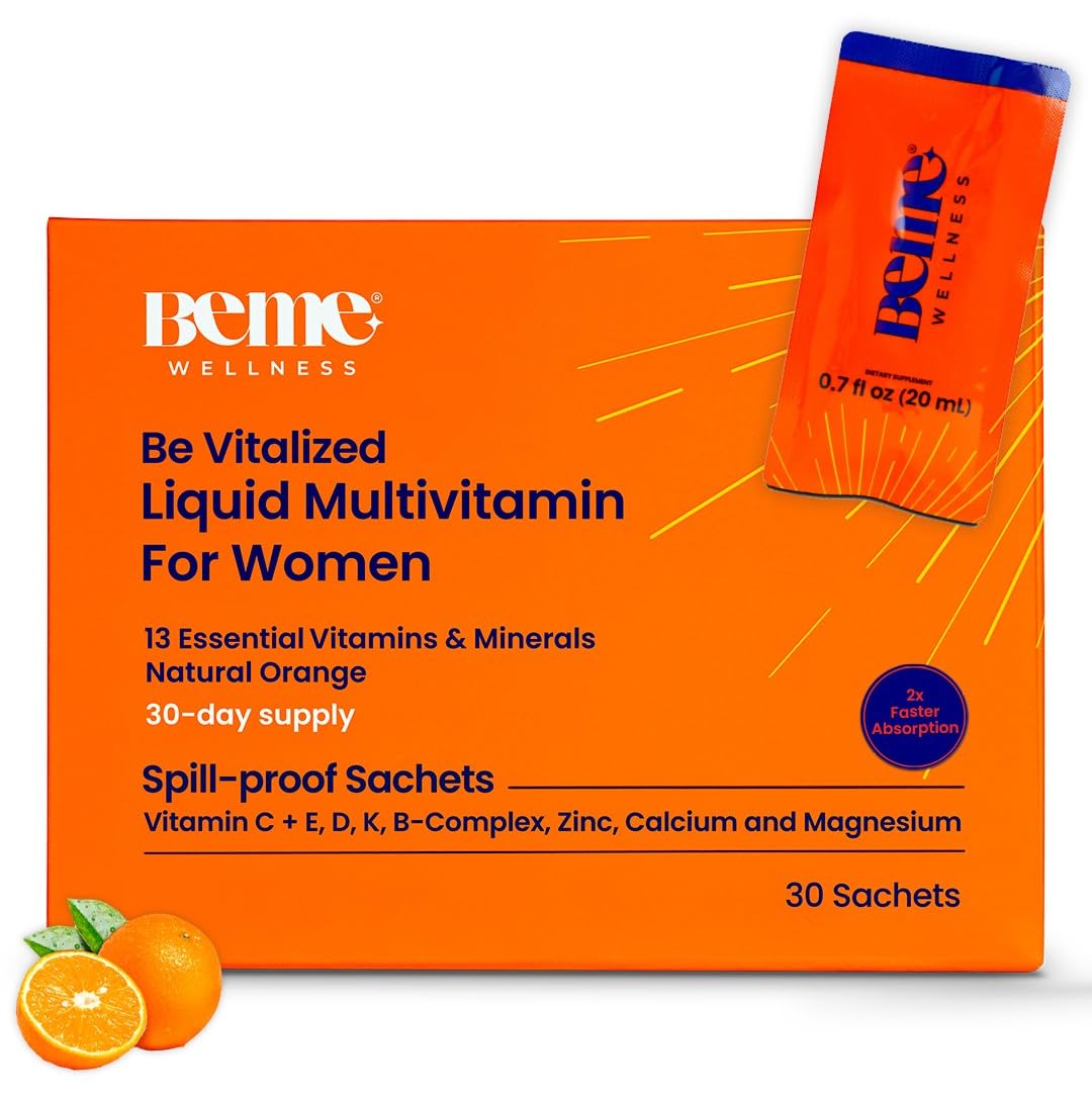 BeMe multivitaminas líquidas para mujer, empaque portátil y práctico para uso diario