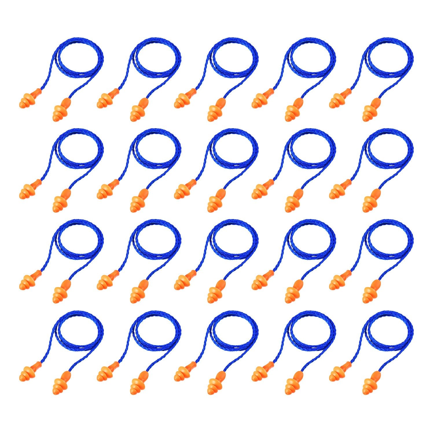 Tapones Bememo para dormir con cuerda azul-naranja, comodidad para descanso.