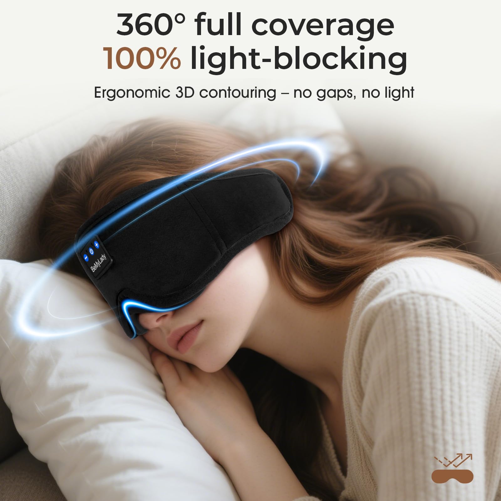 BeMyLady máscara auriculares con diseño 3D, cero presión en ojos, ideal para dormir de lado