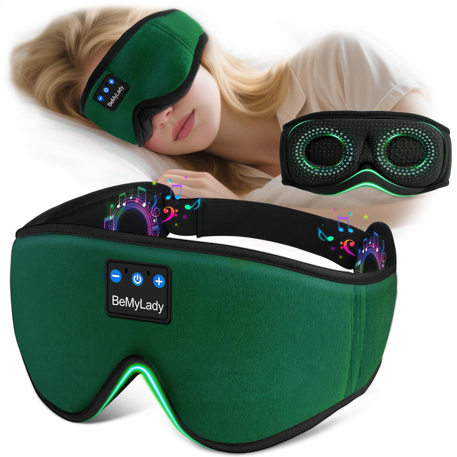 BeMyLady máscara de dormir con auriculares para bloqueo total de luz.