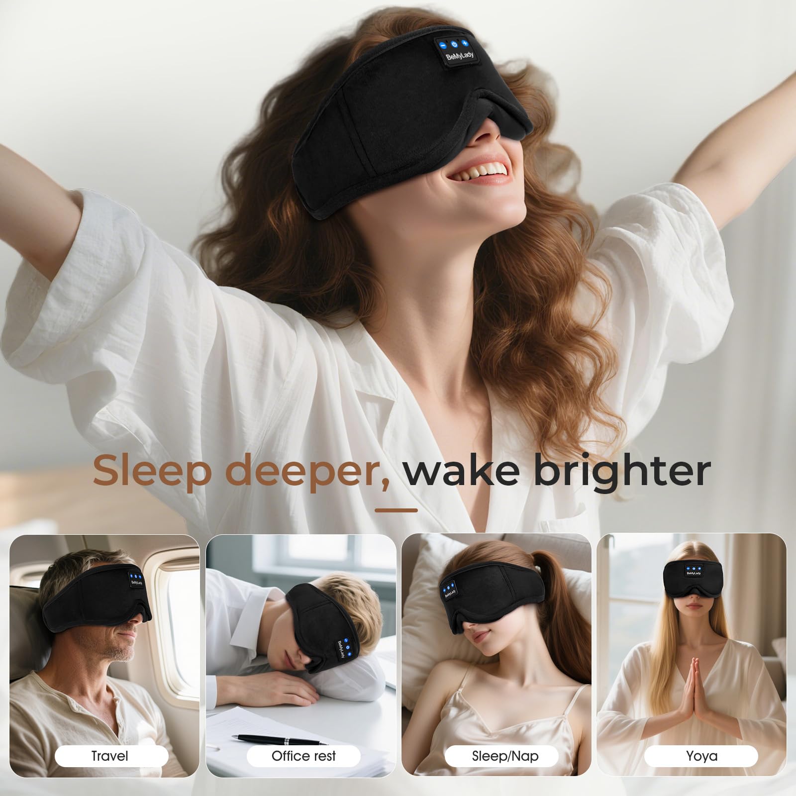 BeMyLady máscara para dormir de lado con cinta ajustable