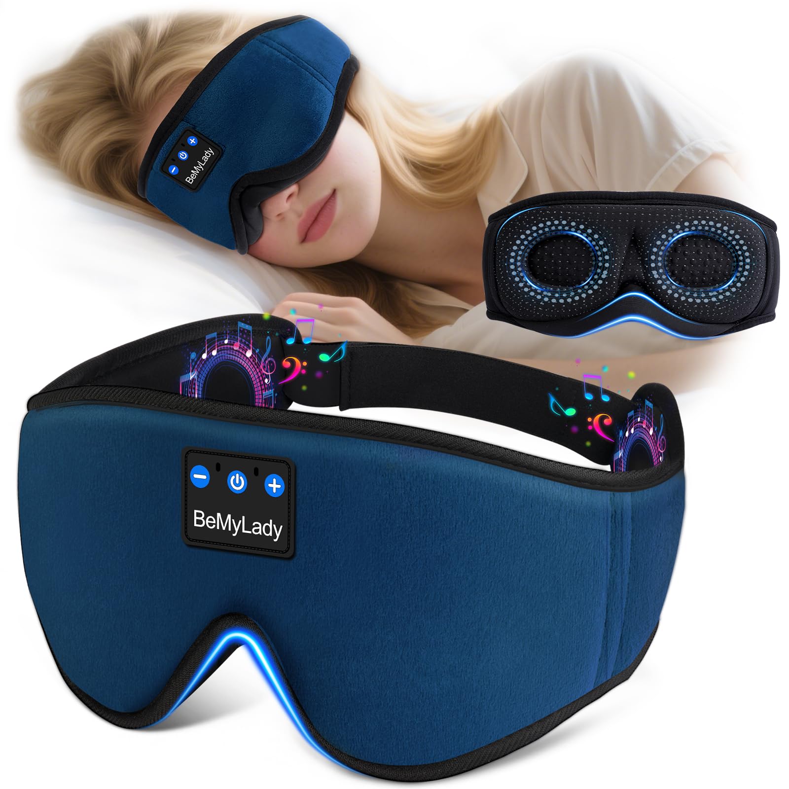 BeMyLady mascarilla con auriculares oscurecimiento total para viajes y sueño profundo.