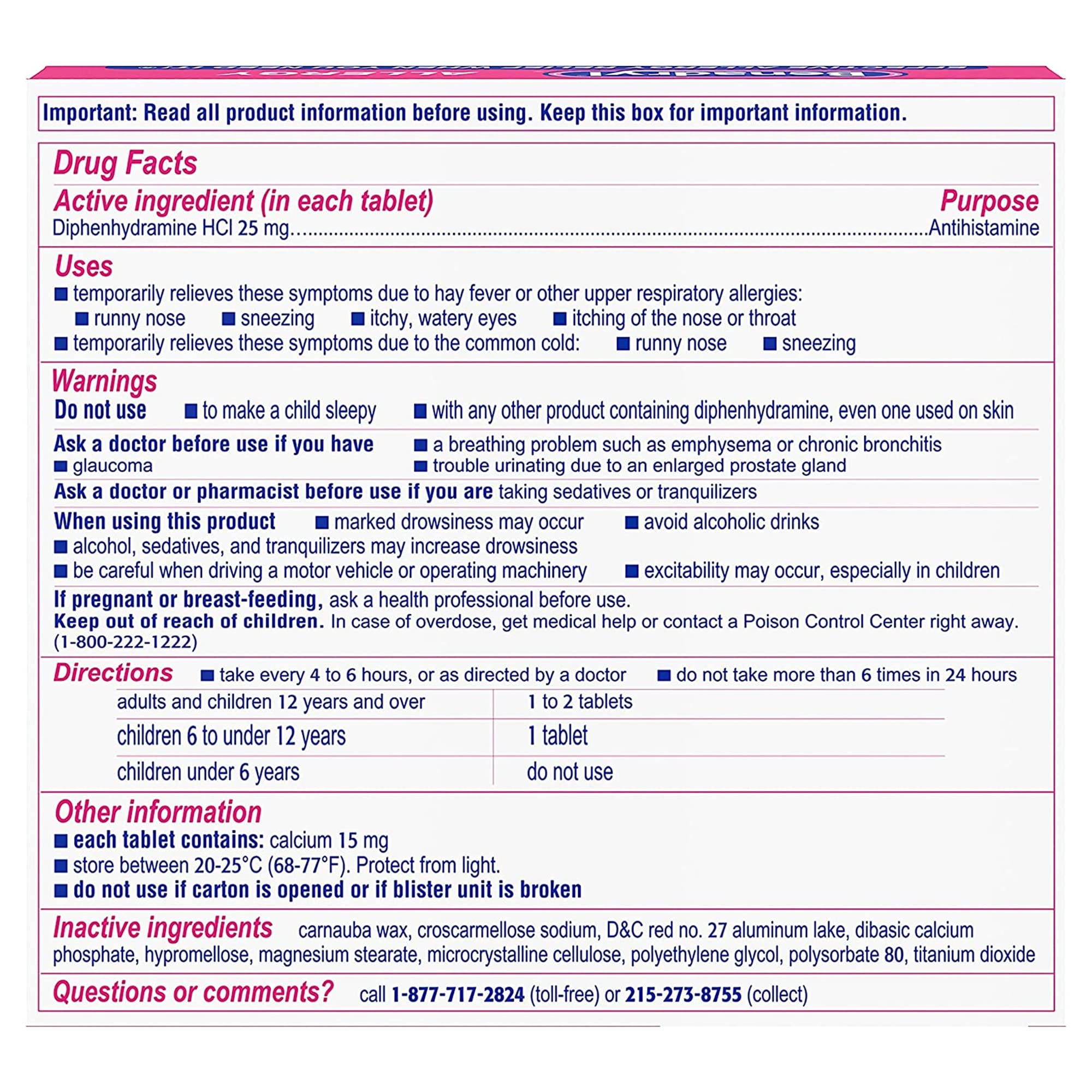 Benadryl etiqueta 25 mg: información clara por dosis