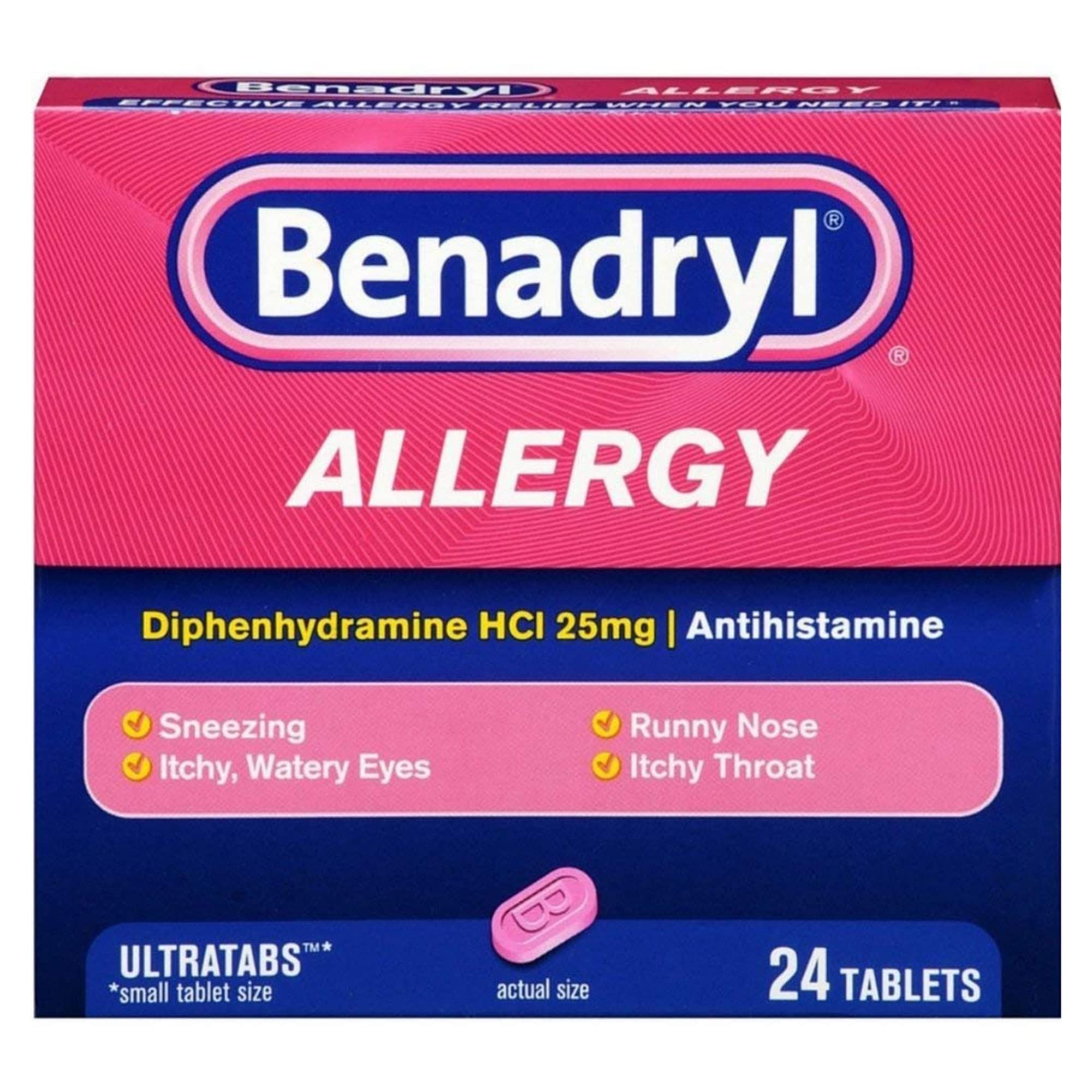 Benadryl tableta 25 mg: uso rápido ante síntomas de resfriado