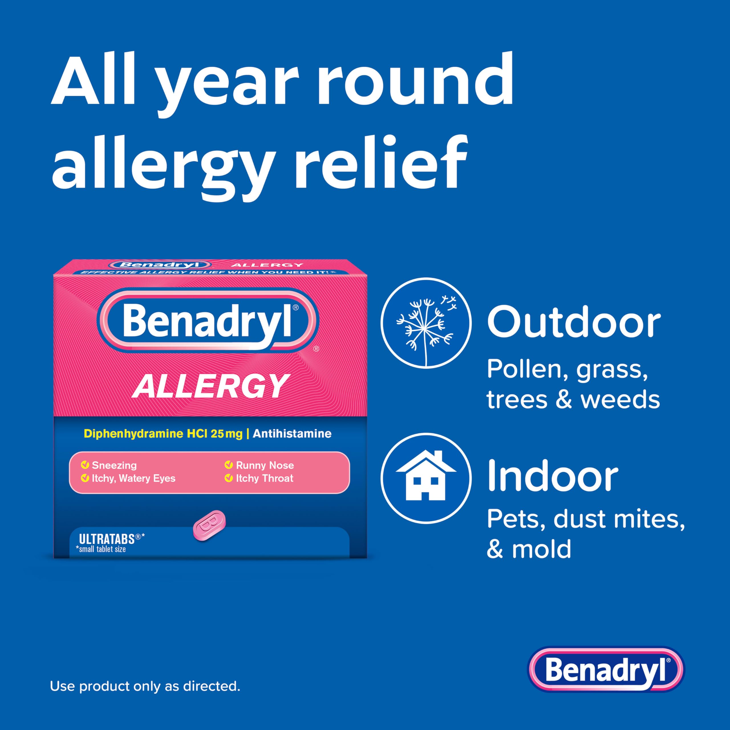 Benadryl Ultratabs: empaque-viaje, tamaño compacto para bolso o mochila