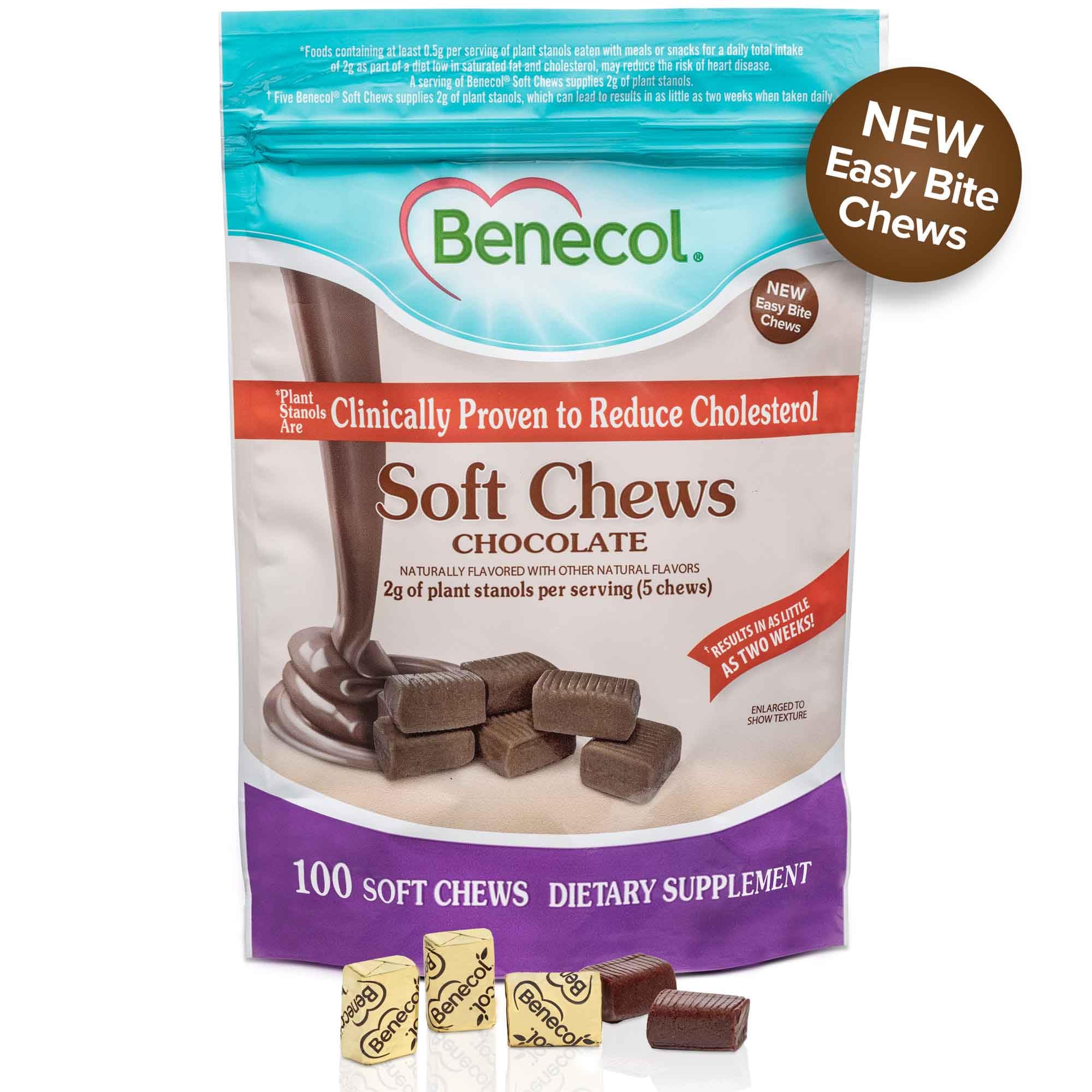 Benecol Bocados Suaves: textura cremosa y chocolate para masticar.