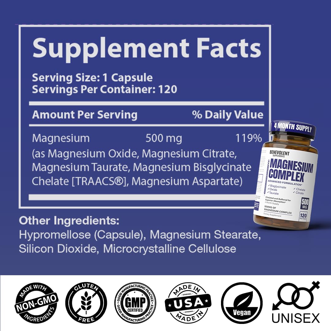 Benevolent Nourishment Magnesio Complejo uso diario para relajación suave