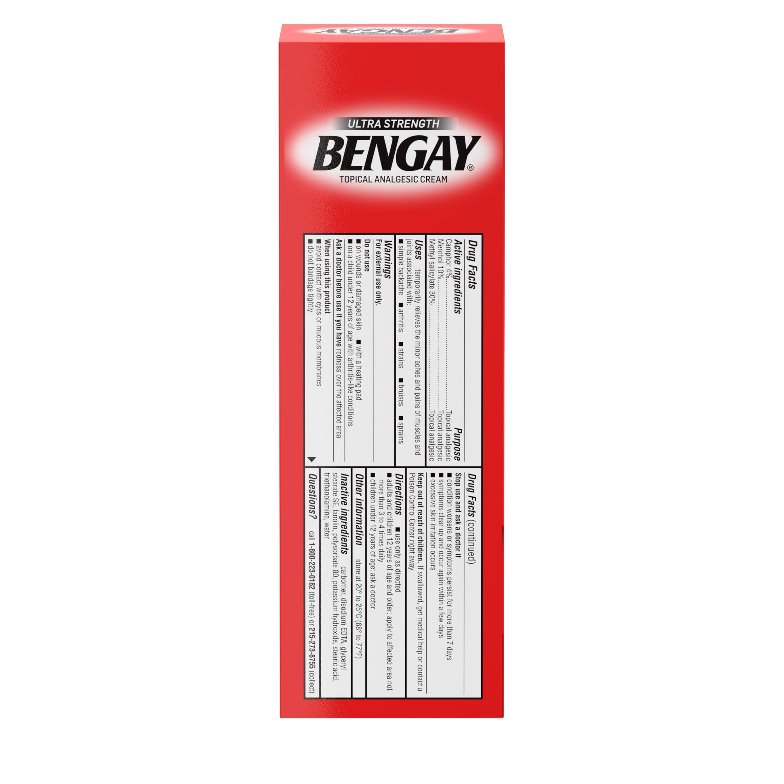 Bengay ingredientes camfora mentol salicilato para acción localizada