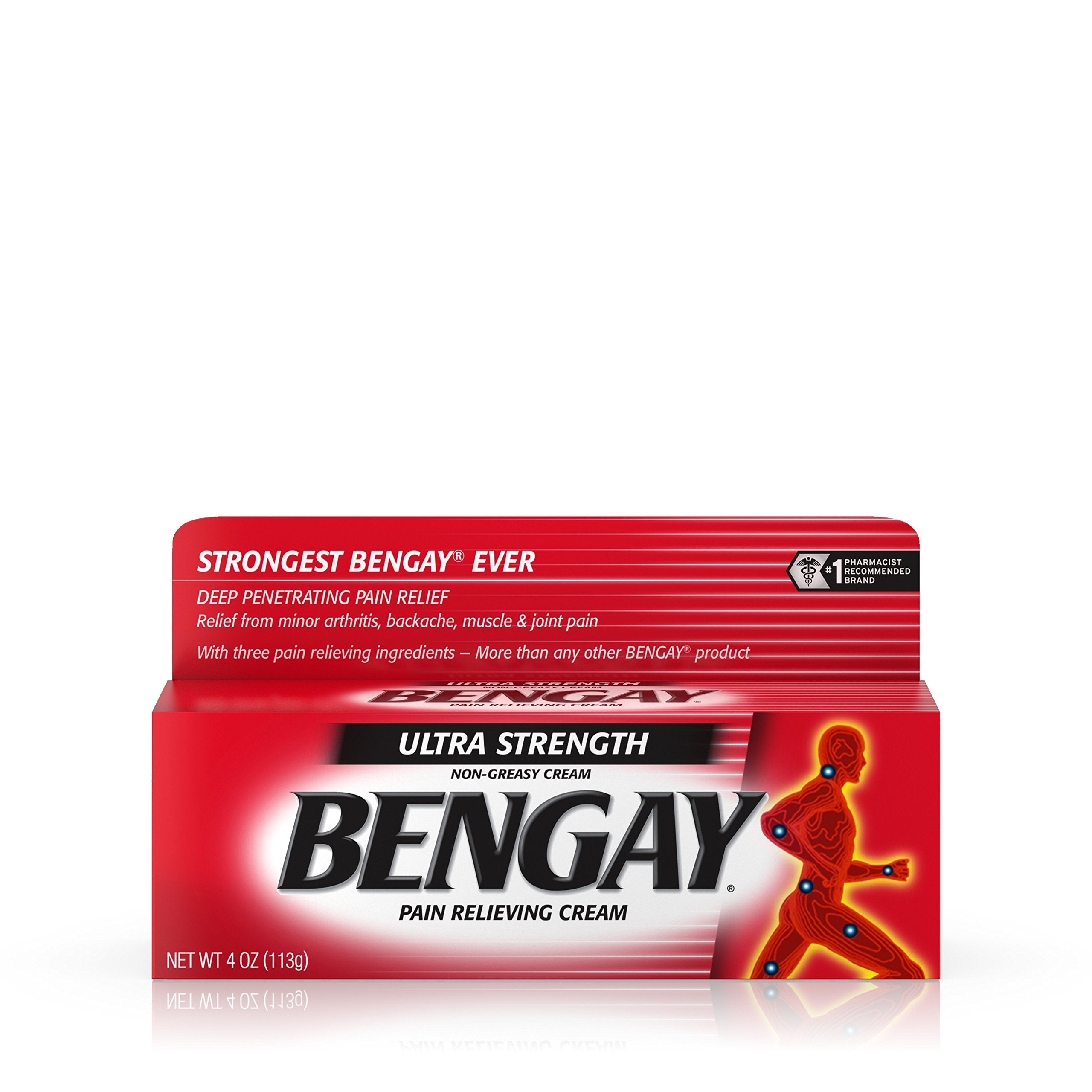 Bengay ultra-fuerza crema en tubo, paquete de tres, alivio temporal de dolores musculares.