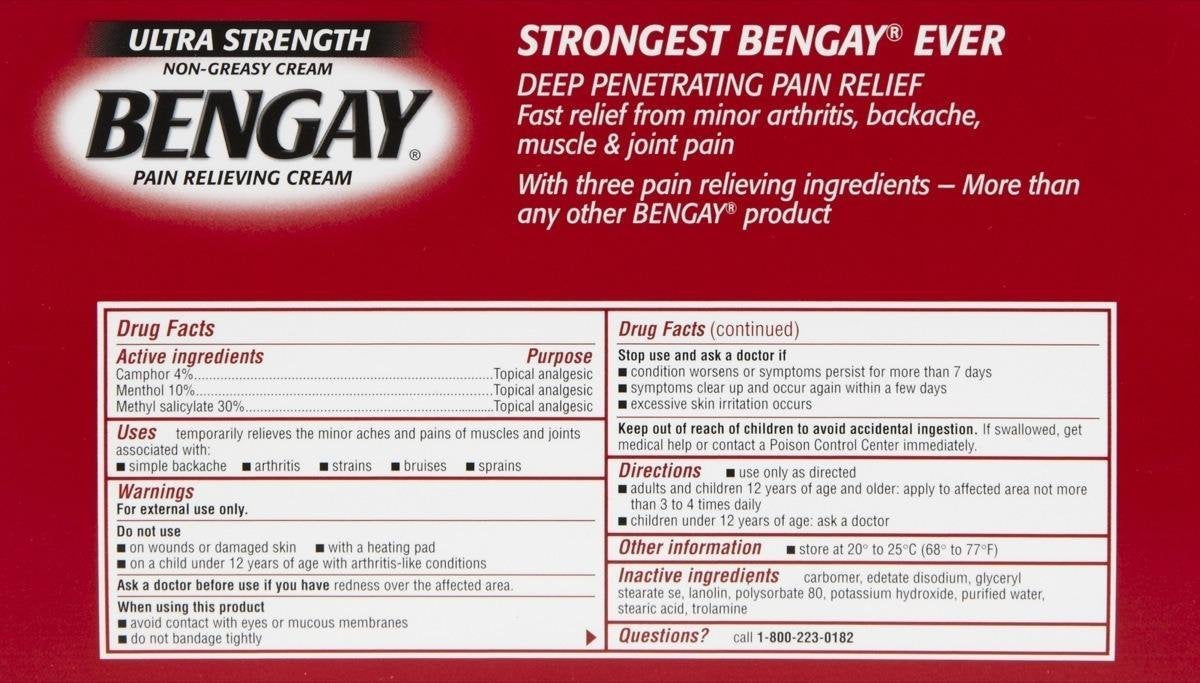 Bengay Ultra Strength dos tubos para uso regular y alivio en músculos y articulaciones
