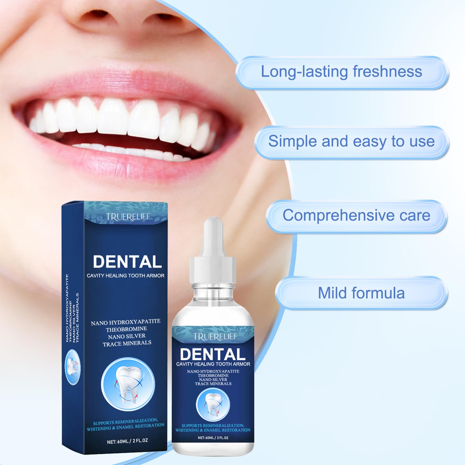 BENIX Armadura Dental Líquido con envase destacado para uso seguro en casa.