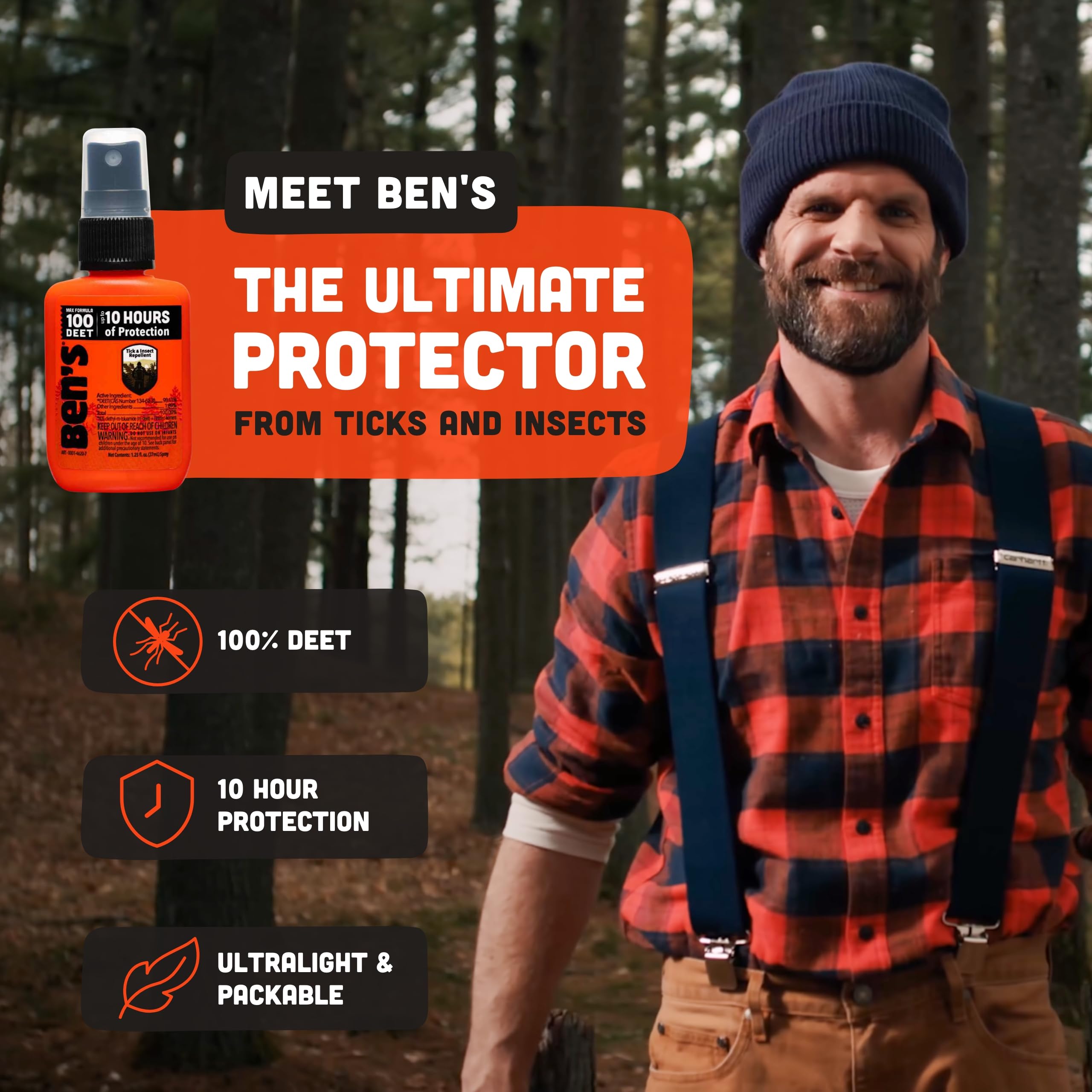 Ben's 100 repelente sin alcohol, fácil de aplicar en caminatas.
