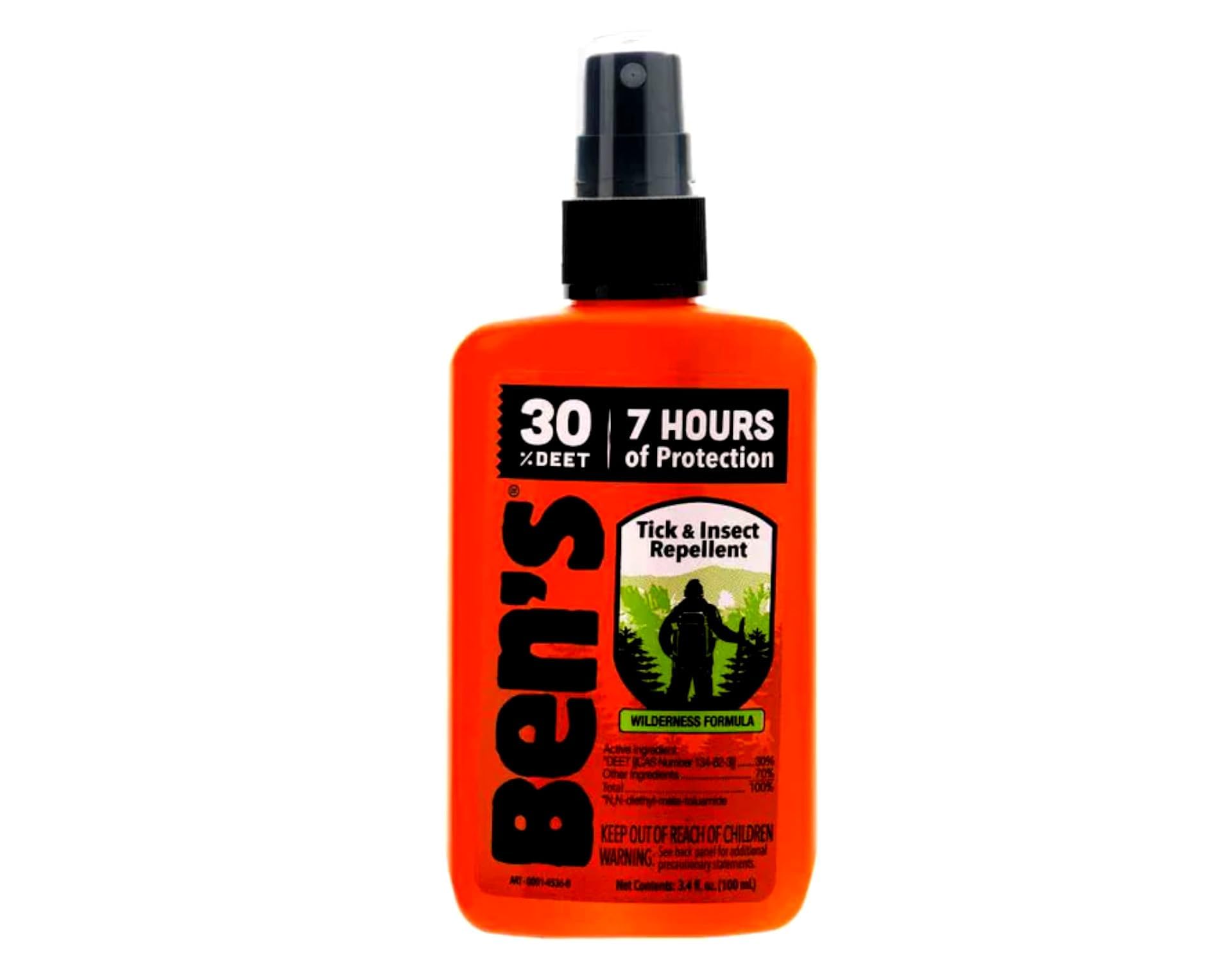 Ben's 30% DEET: etiqueta frontal clara para identificar repelente