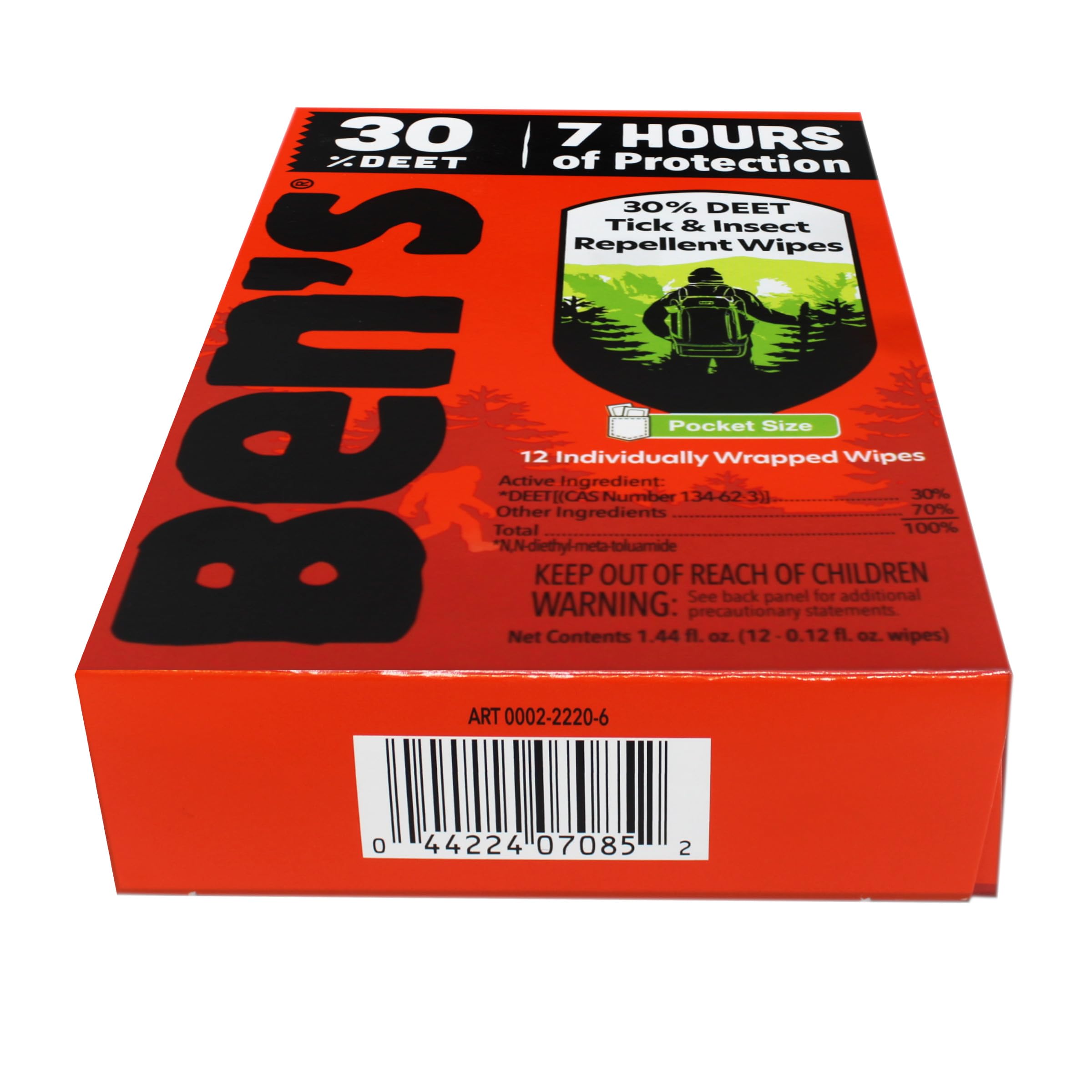 Ben's 30 DEET toallitas, uso facial y cuello, aplicación limpia y controlada
