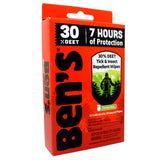 Ben's 30 DEET toallitas, caja de 24 unidades, suministro práctico para campamentos